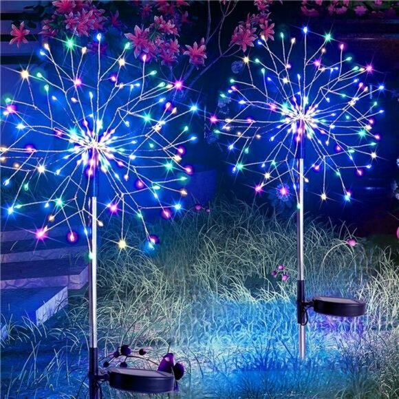 suddus Solar Garden Lights Outdoor Firework Multicolor Fairy Pathway Decor - Picture 1 of 7
